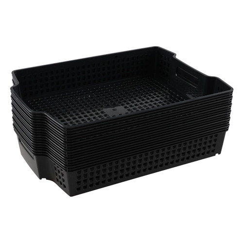Yuright 6 Packs Stacking Plastic Storage Basket Tray, Office A4 Paper Storage Baskets, Black