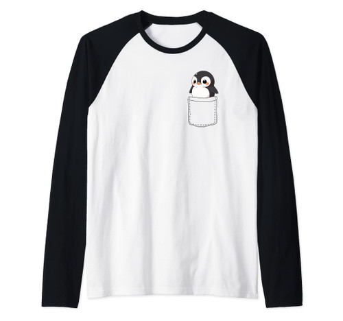 Cute penguin in your pocket, funny penguin Raglan Baseball Tee