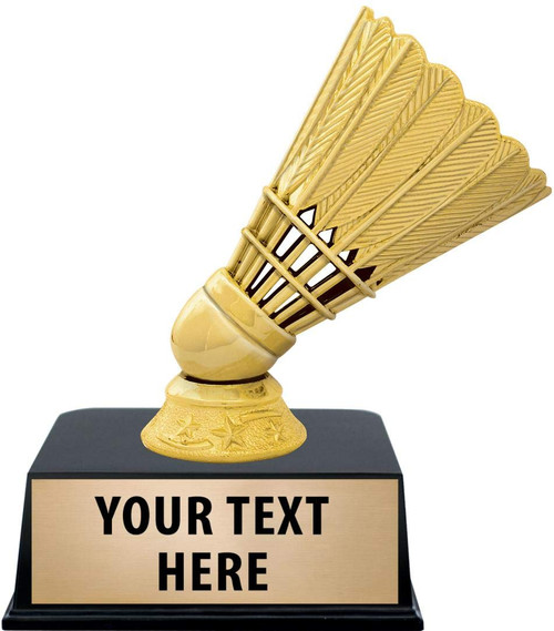 Crown Awards Badminton Trophies with Custom Engraving, 6" Personalized Badminton Shuttlecock Trophy On Black Base 1 Pack Prime