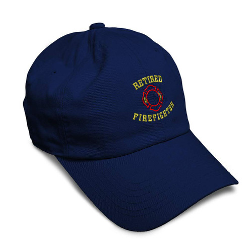 Speedy Pros Soft Baseball Cap Retired Firefighter Fireman Embroidery Firefighter Twill Cotton Embroidered Dad Hats for Men & Women Navy Design Only