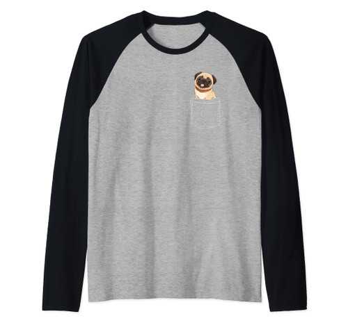 Cute pug in your pocket, funny pug Raglan Baseball Tee Cute pug in your pocket, funny pug Raglan Baseball Tee