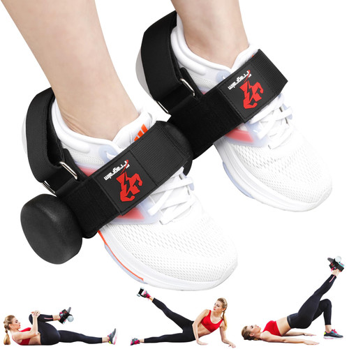 Fragraim 2 Pack Dumbbell Foot Attachment, Tibialis Trainer, Dumbbell Ankle Strap, Adjustable Ankle Leg Extension Strap for Strengthening Hips, Legs, Knees and Calf, No Slipping, Strength Training (Black)