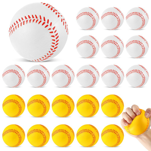 Outus 24 Pack 9 Inch Foam Baseballs Kids Soft Practice Baseballs Sports Colored Baseballs for Indoor Outdoor Teenager Youth Players Safely Practice Hitting(White, Yellow)