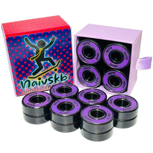 Naivskb Skate Bearings 16 Pack, Precision ABEC-9 608 Roller Bearings Set for Skateboards Longboards Quad Skates Inline Roller Derby Scooters (Neon Purple)