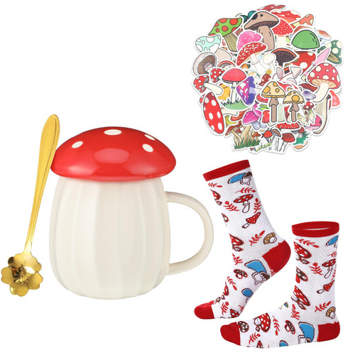 Yaomiao Christmas Cute Mushroom Plant Gifts for Kids Women Mushroom Coffee Mug Mushroom Socks Stickers Novelty Birthday Gift Yaomiao Christmas Cute Mushroom Plant Gifts for Kids Women Mushroom Coffee Mug Mushroom Socks Stickers Novelty Birthday Gift