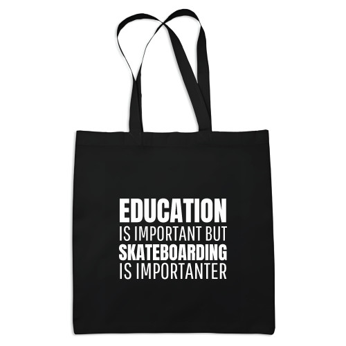 Education is important but Skateboard is importanter humor for Skateboarding Skateboarder Navy Black Multicolor Canvas Tote Bag