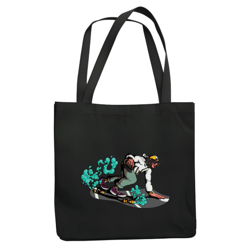 Gift for Longboarding Enthusiasts Man Rollersports Skateboarding Navy Black Multicolor Canvas Tote Bag