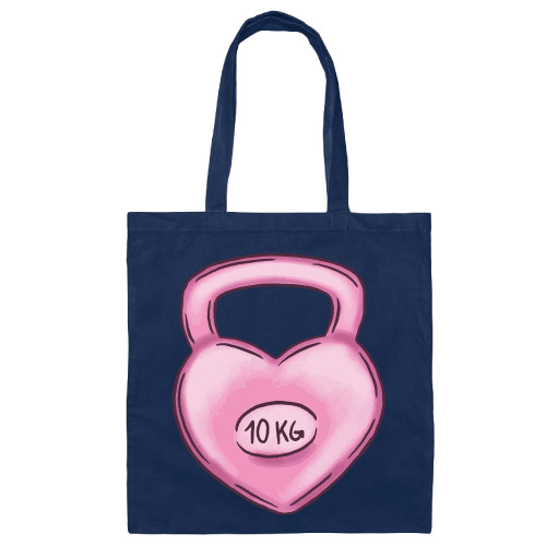 Heart Shaped Kettlebell Gift for Fitness Lovers Kettlebell Heart Navy Black Multicolor Canvas Tote Bag