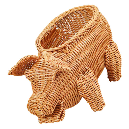 Mikinona Fruit Basket Wicker Picnic Basket Willow Basket Woven Storage Baskets Fruit Serving Tray Imitation Rattan Basket Rattan Woven Basket Rattan Storage Basket Vegetable Basket Piggy