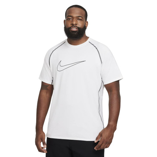 Nike Pro Dri-FIT Men's Slim Fit Short-Sleeve Dri-Fit Top (as1, Alpha, 3X_l, Regular, Regular, White/Black)