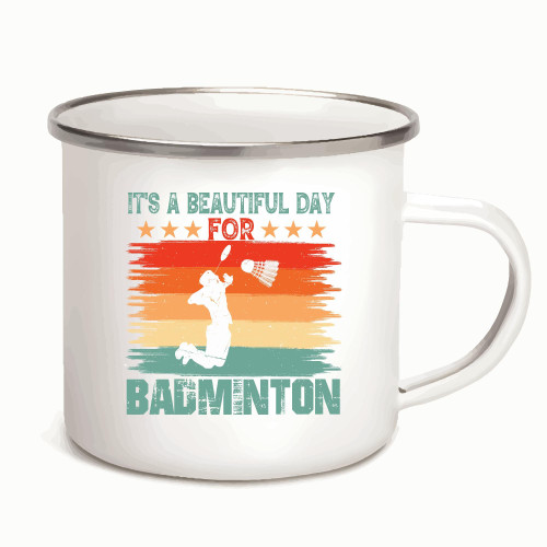Badminton Player Gift Design Men Racket Racquet Sports 12oz Enamel Silver Mug Badminton Player Gift Design Men Racket Racquet Sports 12oz Enamel Silver Mug