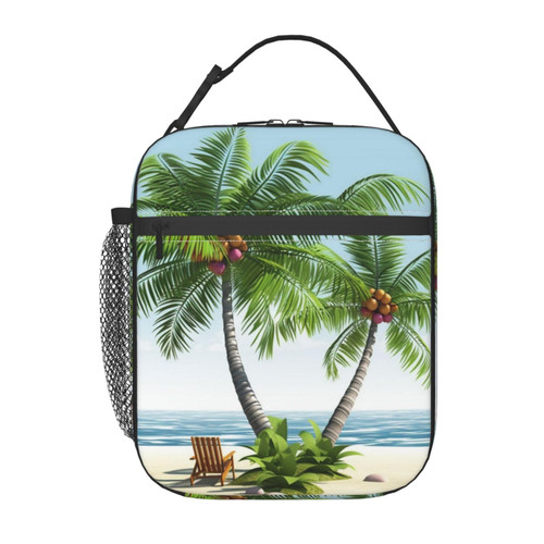 AdaNti Tropical Palm Tree print Lunch Bag Insulated Lunch Box for Women Reusable Lunch Box Cooler Tote Bag for Work Picnic Travel