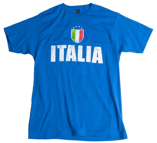 Italia | Italy Azzurri Futbol (Italian National Soccer) Vintage-Look T-Shirt-Blue-XXX-Large Italia | Italy Azzurri Futbol (Italian National Soccer) Vintage-Look T-Shirt-Blue-XXX-Large