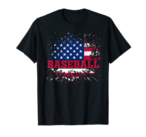 American Flag Baseball Boy Softball T-Shirt