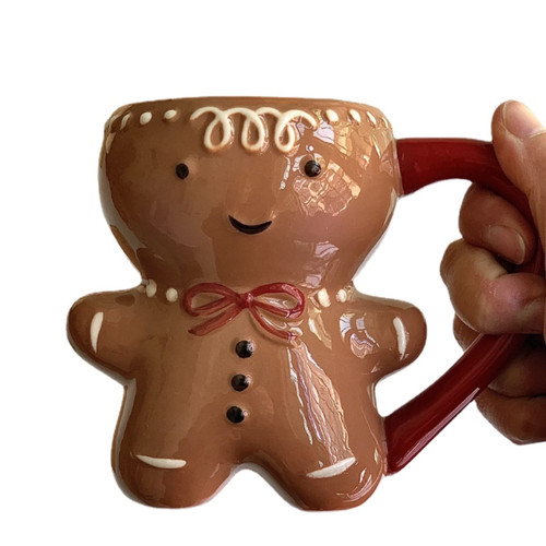 LAUPVXA Gingerbread Man Mug, Christmas Gingerbread Coffee Mug, Cartoon Cute Ceramic Gingerbread Man Christmas Mugs for Tea Coffee Mugs, Funny Gifts for Family Friends Gingerbread Man Christmas Mugs