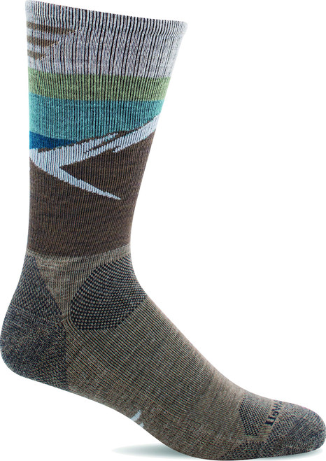 Sockwell Men's Modern Mountain Crew Moderate Compression Sock, Khaki - L/XL
