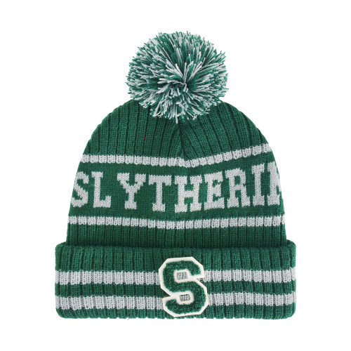 Harry Potter Beanie Hat, Hogwarts Collegiate Winter Knit Cap with Cuff and Pom, Slytherin, One Size Harry Potter Beanie Hat, Hogwarts Collegiate Winter Knit Cap with Cuff and Pom, Slytherin, One Size