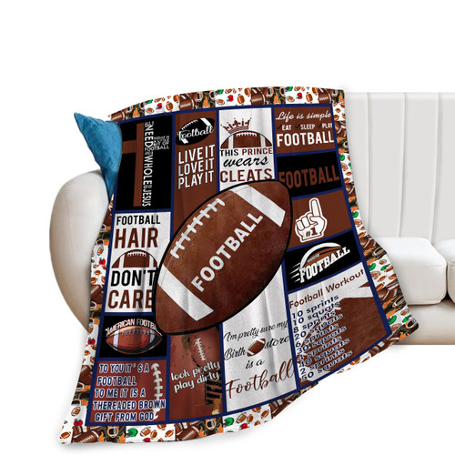Football Sports Blanket for Boys Warm Cozy Inspirational Rugby Football Plush Decor Throw Blanket Fleece All Season Ultra Soft Lightweight Fuzzy Blanket Gifts for Girls Men Kids Adults Bed 40"X50"