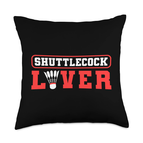 Retro Badminton Racket Shuttlecock Badminton Love Shuttlecock Badminton Lover Throw Pillow, 18x18, Multicolor