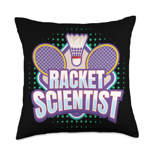 Shuttlecock Badminton Players Clothing Scientist I Badminton Racket Shuttlecock Throw Pillow, 18x18, Multicolor