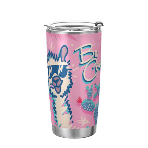 MCHIVER Llama Tumbler 20oz Travel Coffee Mug Stainless Steel Double Wall Insulated Tumblers with Lid and Straw Sippy Cups Spill Proof