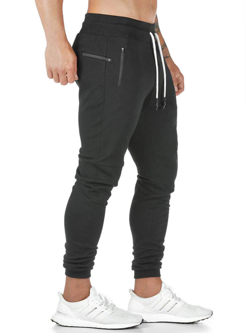 Gaocai Men's Sweatpants with Zipper Pockets Athletic Pants Traning Track Pants Joggers for Men Soccer, Running, Workout Black XL