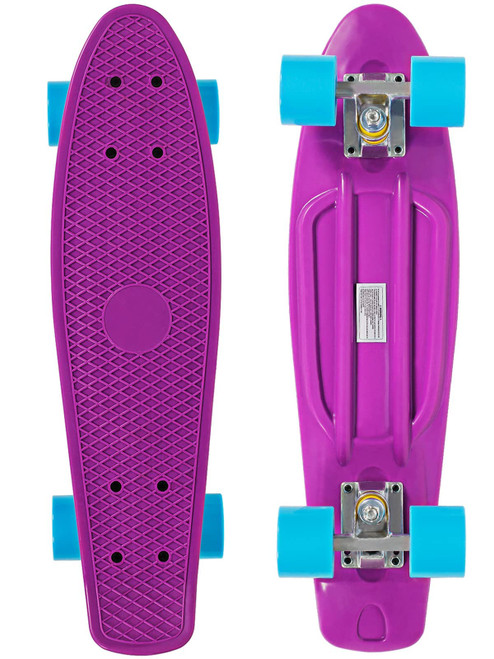 Skateboard Complete 22 Inch Mini Cruiser Retro Skateboard for Kids Boys Beginners, Purple