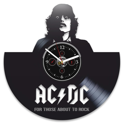 Kovides Clock Wall Clock Large AC DC Record Clock Vinyl Record Wall Clock AC DC Clock AC DC Gift for Dad AC DC Clock Vinyl Wall Clock Gift for Man 12 inch Clock Birthday Gift AC DC Vinyl Wall Clock