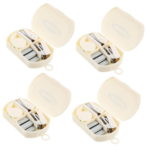 EXCEART 4 Sets Hand Tool Box Mini Tape Dispenser Heavy-Duty Staplers Travel Size Stapler Student Stapler Book Stapler Tiny Stapler Hole Puncher Metal Punch Hole Office White Stationery