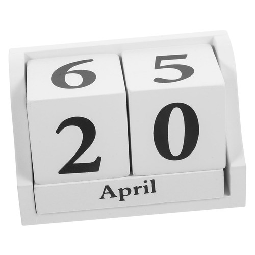 NOLITOY Desk Calendar House Wood Month Date Display Perpetual Block Calendar Month Date Display Calendar Desktop Calendar Christmas Calendar Wood Calendar White Office Chic Wooden Decorate