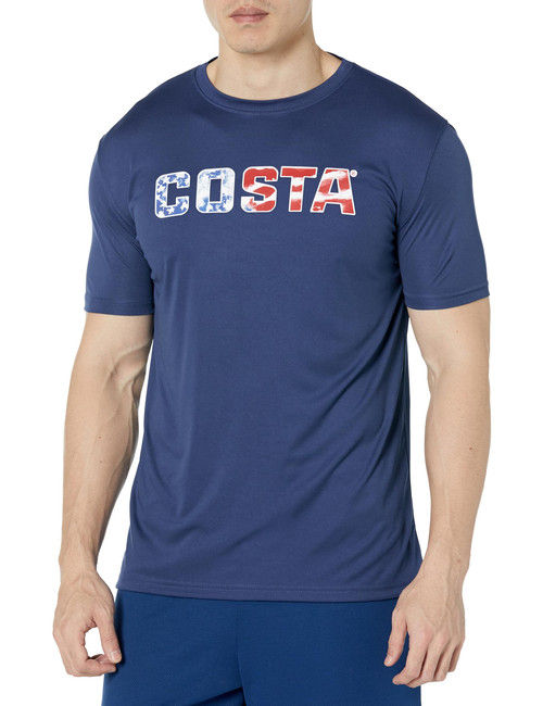 Costa Del Mar Tech Costamerica Short Sleeve Shirt, Navy, Large
