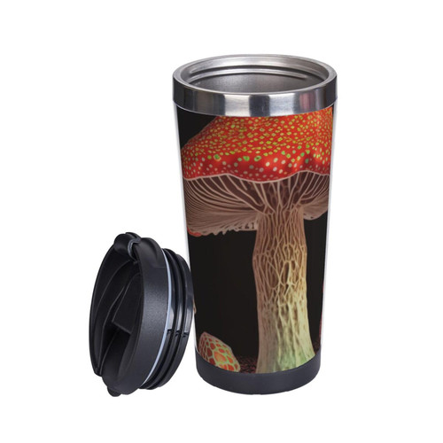 KHiry Insulated Coffee Mug with Lid Stainless Steel Tumbler Cup Mushroom Double-Wall Coffee Cup for Travel Coffee Tumbler Cup for Office Travel Mug for Keep Hot/Ice Coffee Tea Beer
