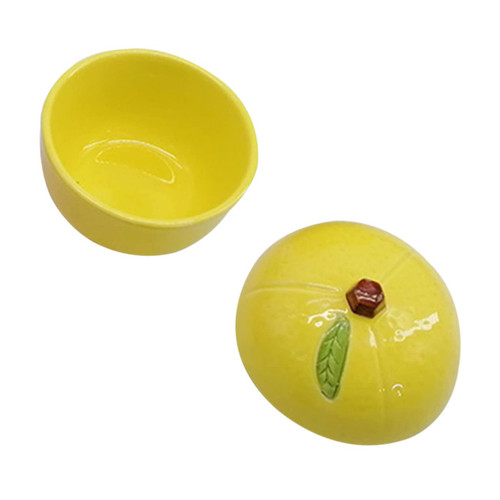 SHOWERORO Lemon Bowl Ornament Container Soup Bowls with Lids Pasta Containers Serving Dish Dessert Pot Ceramic Kitchen Jars Lemon-shaped Bowl Steaming Bowl Lemon Shaped Bowl Ceramics Food