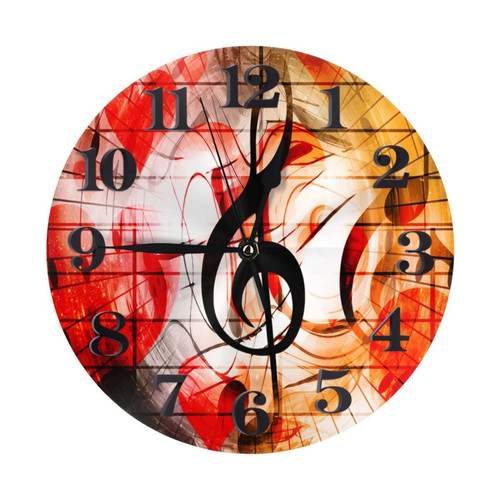 Silent Non-Ticking 10 Inch Wall Clocks Hearts-Music-Notes-Music-Clefs Clock Number for Kitchen,Bedrooms,Office