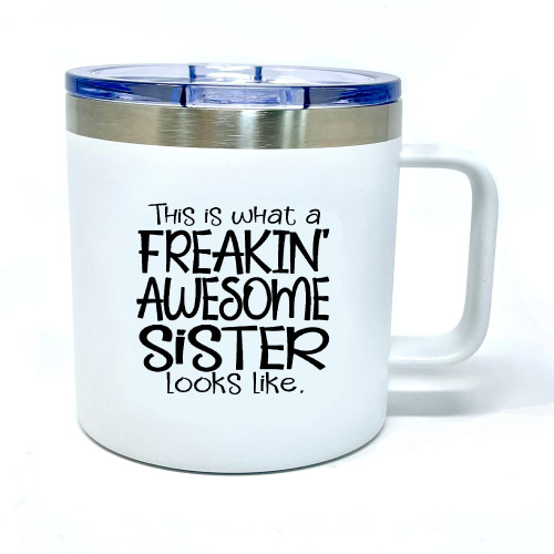 Funny Sister Gifts - Awesome Sister Coffee Mug - Great Travel Cup Gifts for Sisters from Little Sister, Big Brother for Christmas Presents, Birthday Present