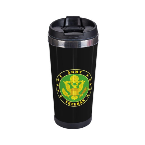 Army Veteran Portable Coffee Thermos Cup Stainless Steel With Lid Double Wall Insulation Travel Mug Reusable For Outdoor