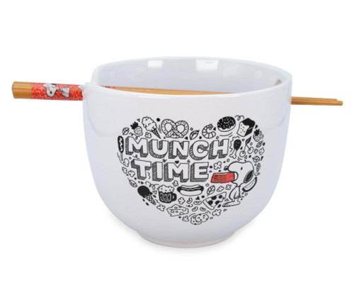 Silver Buffalo Peanuts Munch Time 20-Ounce Ceramic Ramen Bowl and Chopstick Set