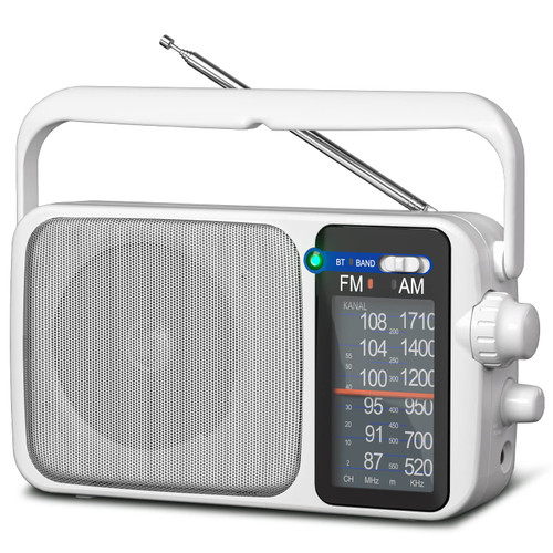 YOWGULF AM FM Radio with Best Reception,Bluetooth Portable AM FM Transistor Radio,Battery Operated Radio or AC Power,Large Dial,Headphone Jack, Gifts for Seniors Elderly White YOWGULF AM FM Radio with Best Reception,Bluetooth Portable AM FM Transistor Radio,Battery Operated Radio or AC Power,Large Dial,Headphone Jack, Gifts for Seniors Elderly White