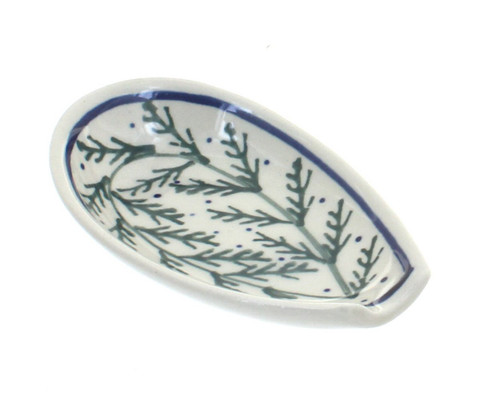 Blue Rose Polish Pottery Evergreen Small Spoon Rest
