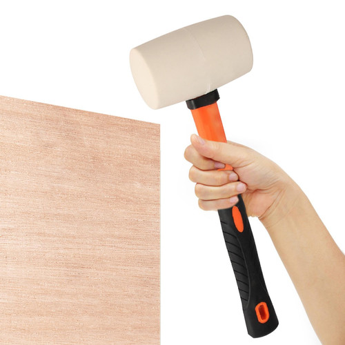 DIERI Flooring Rubber Hammer, Durable Eco-Friendly Rubber Hammer Head, Rubber Mallet Hammer with Fiberglass Handle for Tent Stakes, Landscaping, Camping, Floor, Shockproof Rubber Mallet