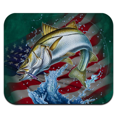 Snook Fishing Patriotic American Flag Low Profile Thin Mouse Pad Mousepad