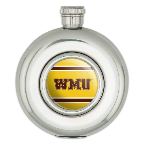 Western Michigan University WMU Stripes Round Stainless Steel 5oz Hip Drink Flask