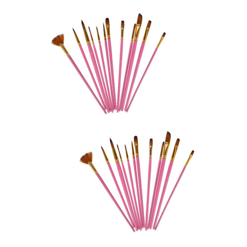VILLCASE 24 Pcs Art Brushes Kids Suits fine tip paintbrushes Acrylic Painting Kids Paint Brush Watercolor Brushes Pointy Gold-Plated Aluminum Tube Student use Oil Painting Supplies