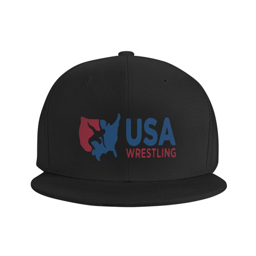 Men Women Adjustable Baseball Caps, Team USA Wrestling Unisex Plain Hats Vintage Trucker Dad Cap Black