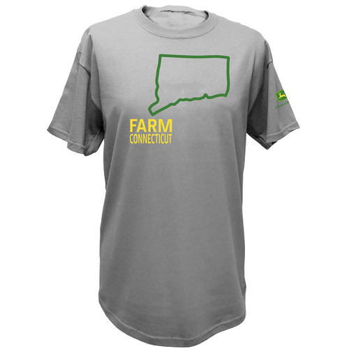 John Deere USA Farm Connecticut State Pride Short Sleeve T-Shirt State Outline Graphic Tee-Connecticut-X-Large