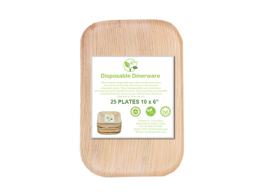 Nature's Own 100% Compostable 10x6 Inch Palm Leaf Plates [25-Pack] I Premium Disposable Plates Set I Heavy Duty Eco-Friendly Bamboo Plates Disposable I Disposable Plates