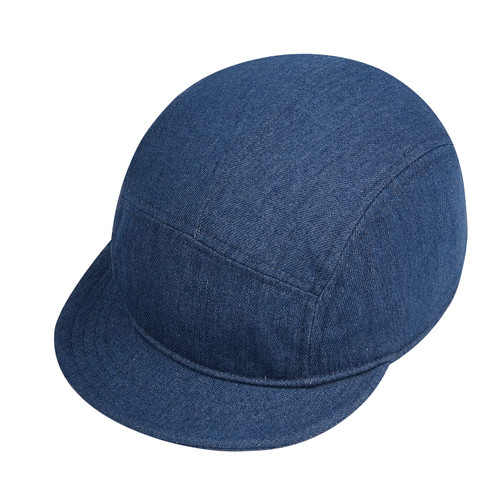 Clakllie Short Brim Baseball Caps Men Women Washed Denim Adjustable Dad Hat 5 Panel Hat Umpire Short Bill Cap,Dark Blue
