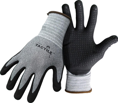Boss 8445X 656732 Tactile Dotted Dipped Nitrile Palm Glove, Xlarge, Black/Gray