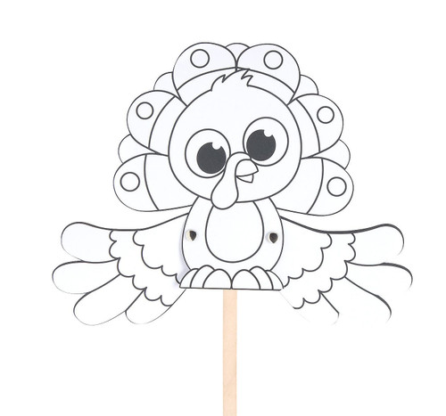 Fun Express Color Your Own Flapping Turkey Craft Kit - Makes 12 - Thanksgiving Craft Kits for Kids
