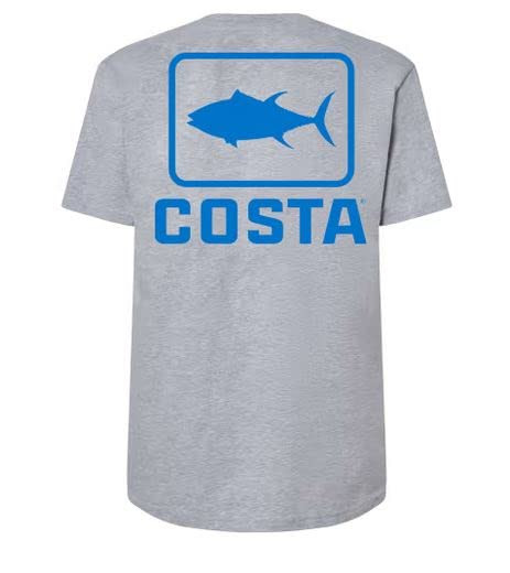 Costa Del Mar Emblem Waves Tuna Short Sleeve Shirt, Grey Heather